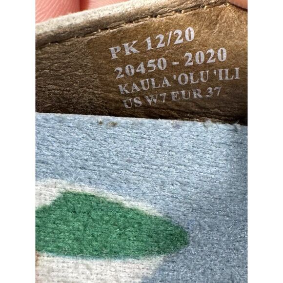 Olukai Kaula Olu lli Palm Leaf Cut Out Espadrille Mules US 7 EUR 37 Tan Leather - Picture 10 of 10